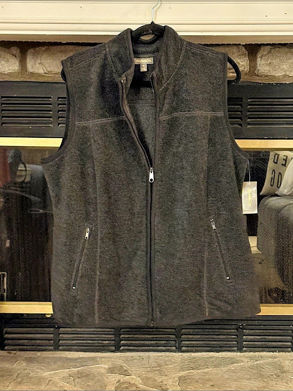 Style&Co. Women's Charcoal Gray Fleece Vest Size 1X NWT